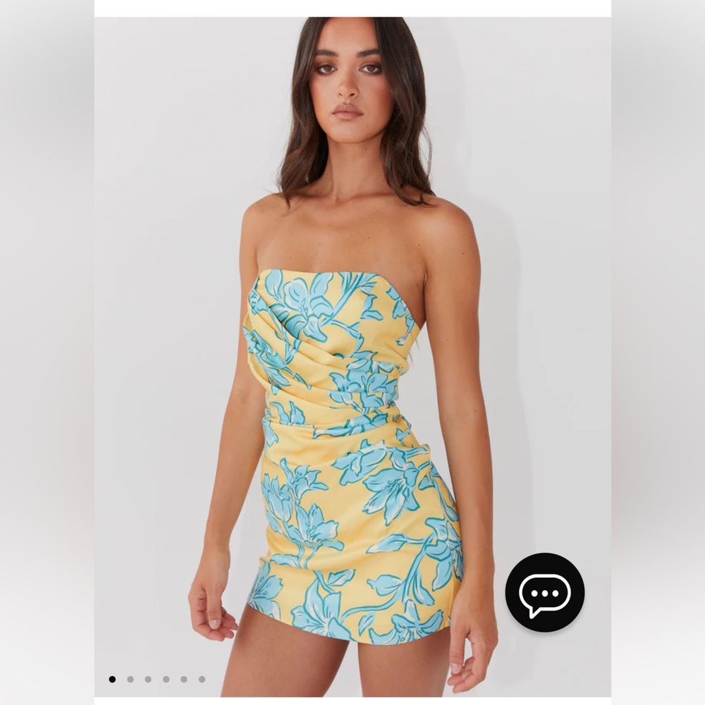 Peppermayo Yellow and Blue Floral Mini Dress